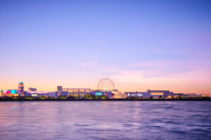 American Dream Shopping Centre by Sunset - picture taken from across the river