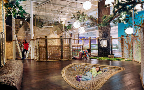 Globe pendants in the treehouse at London Children's Museum